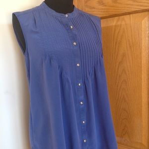 100% silk button up shirt Blouse sleevless